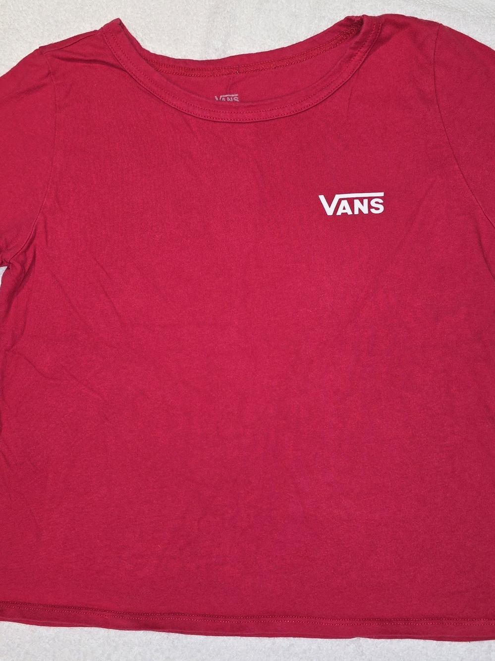 Vans Kids Red Tee with Small White Logo Sz M
